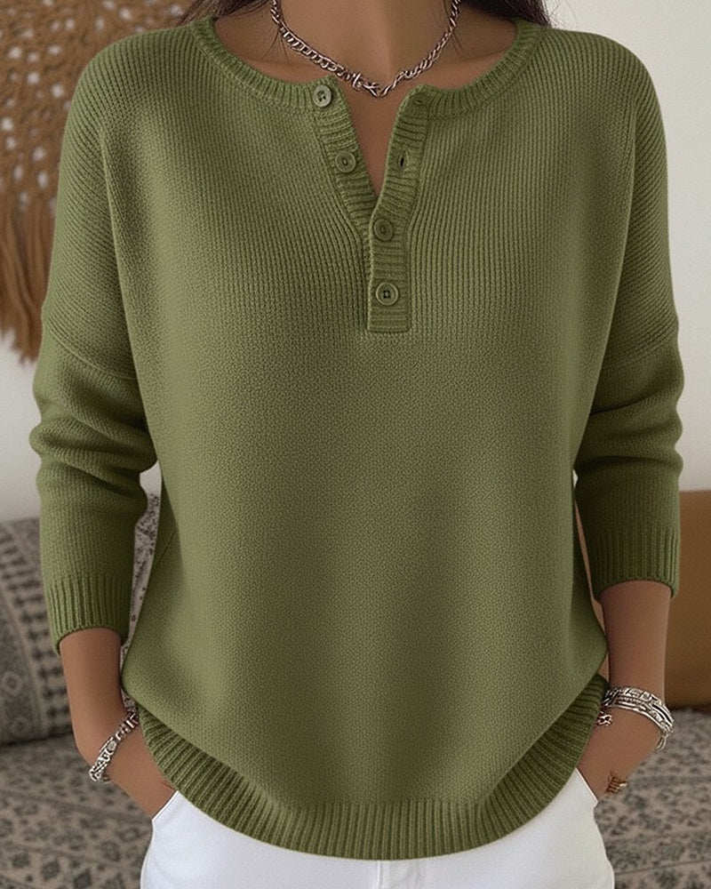 Ilenia | Maglione in Maglia con Bottoni Henley