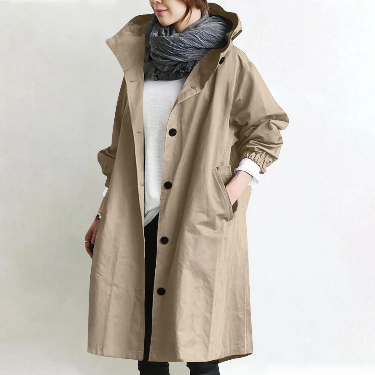 Dorotea | Trench Lungo con Cappuccio e Fodera in Pile