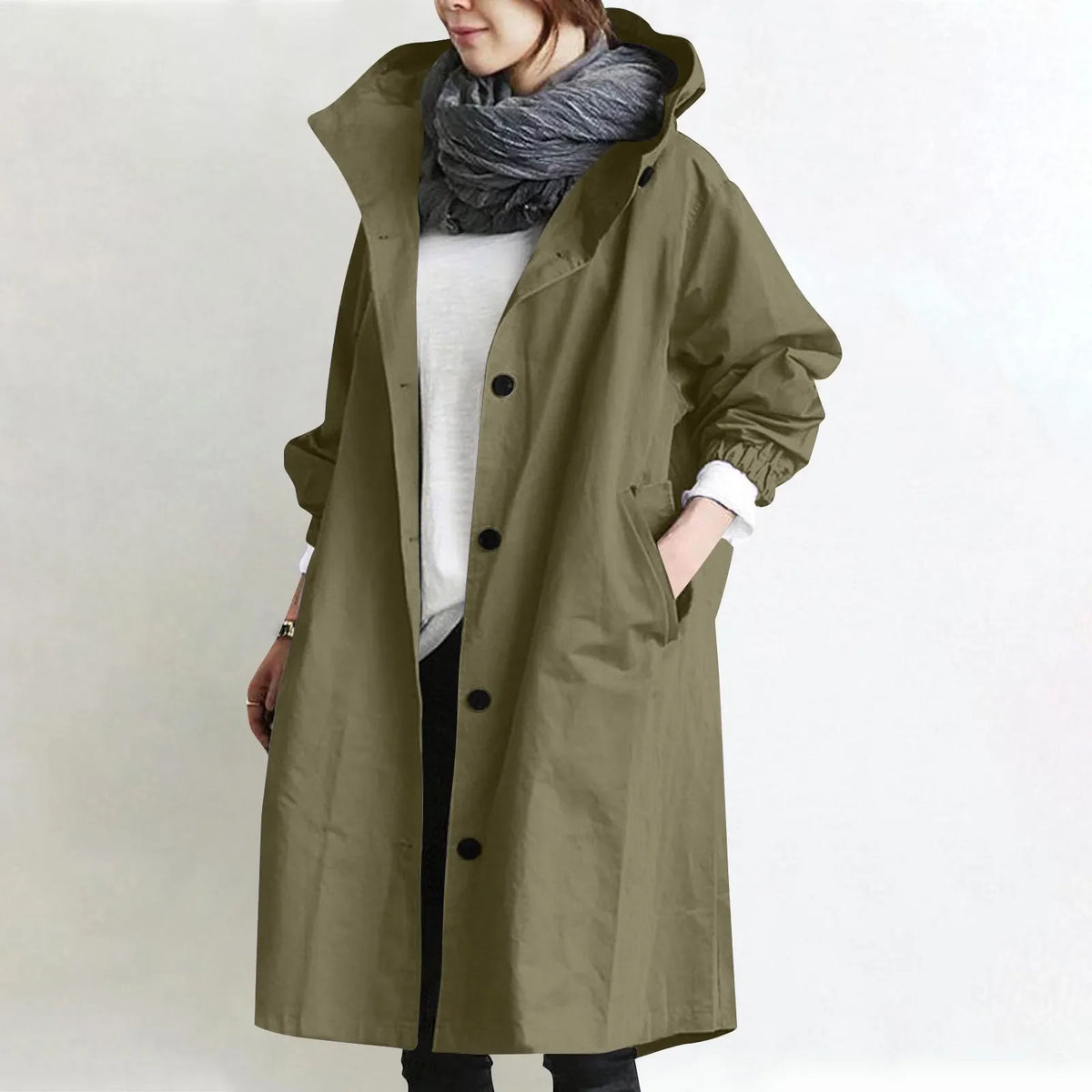 Dorotea | Trench Lungo con Cappuccio e Fodera in Pile