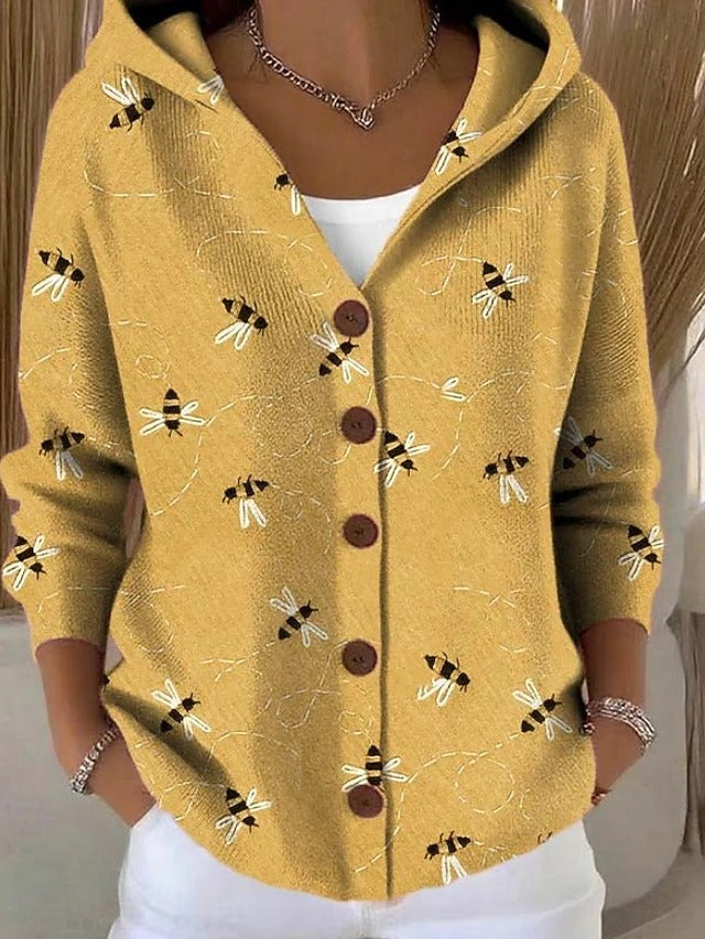 Palmira | Giacca in Maglia Stampata con Cappuccio