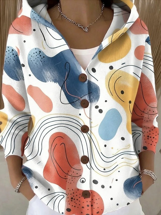 Palmira | Giacca in Maglia Stampata con Cappuccio