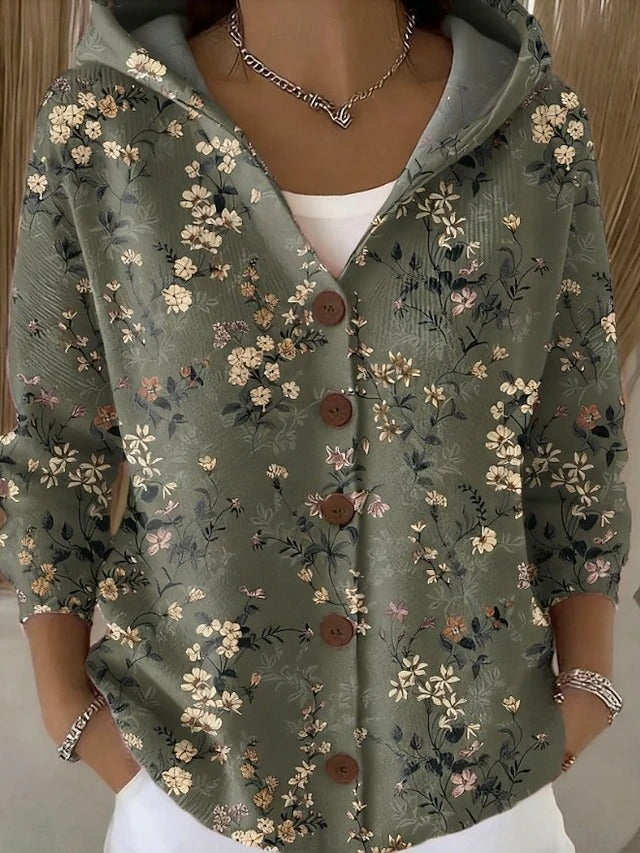 Palmira | Giacca in Maglia Stampata con Cappuccio
