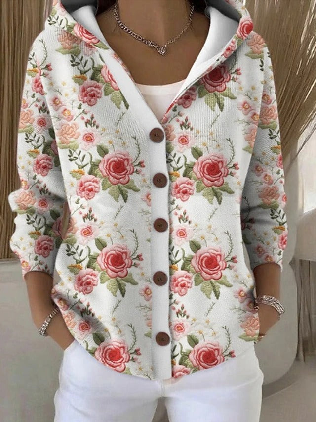 Palmira | Giacca in Maglia Stampata con Cappuccio