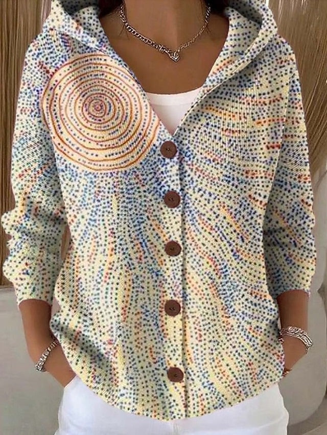 Palmira | Giacca in Maglia Stampata con Cappuccio
