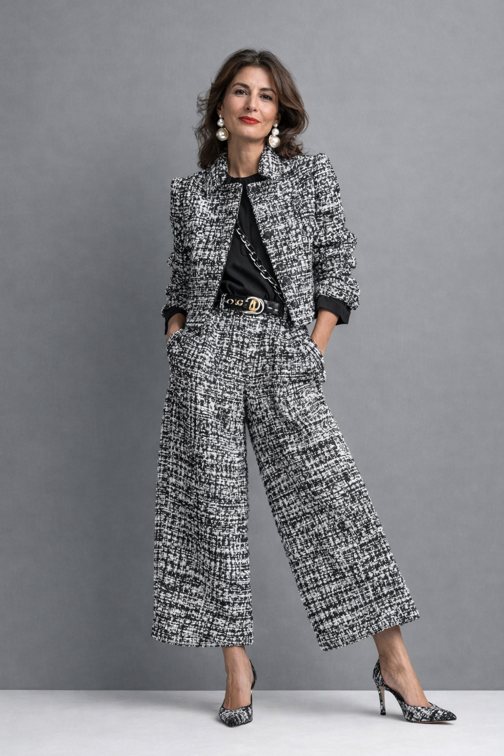 Violetta | Completo Raffinato e Versatile con Giacca Corta e Pantalone Ampio