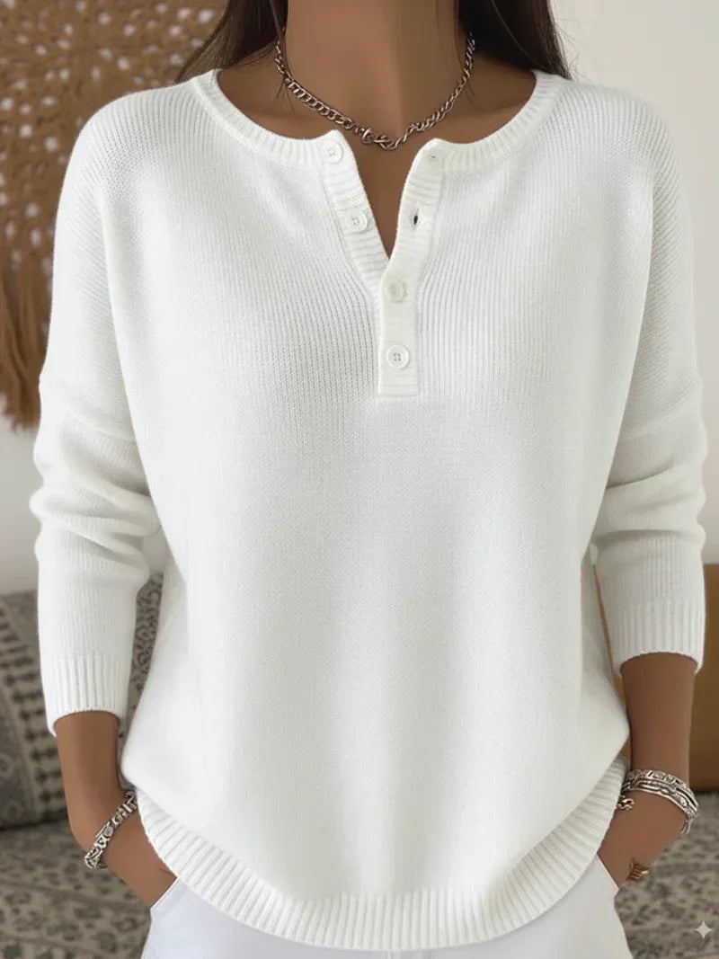 Ilenia | Maglione in Maglia con Bottoni Henley