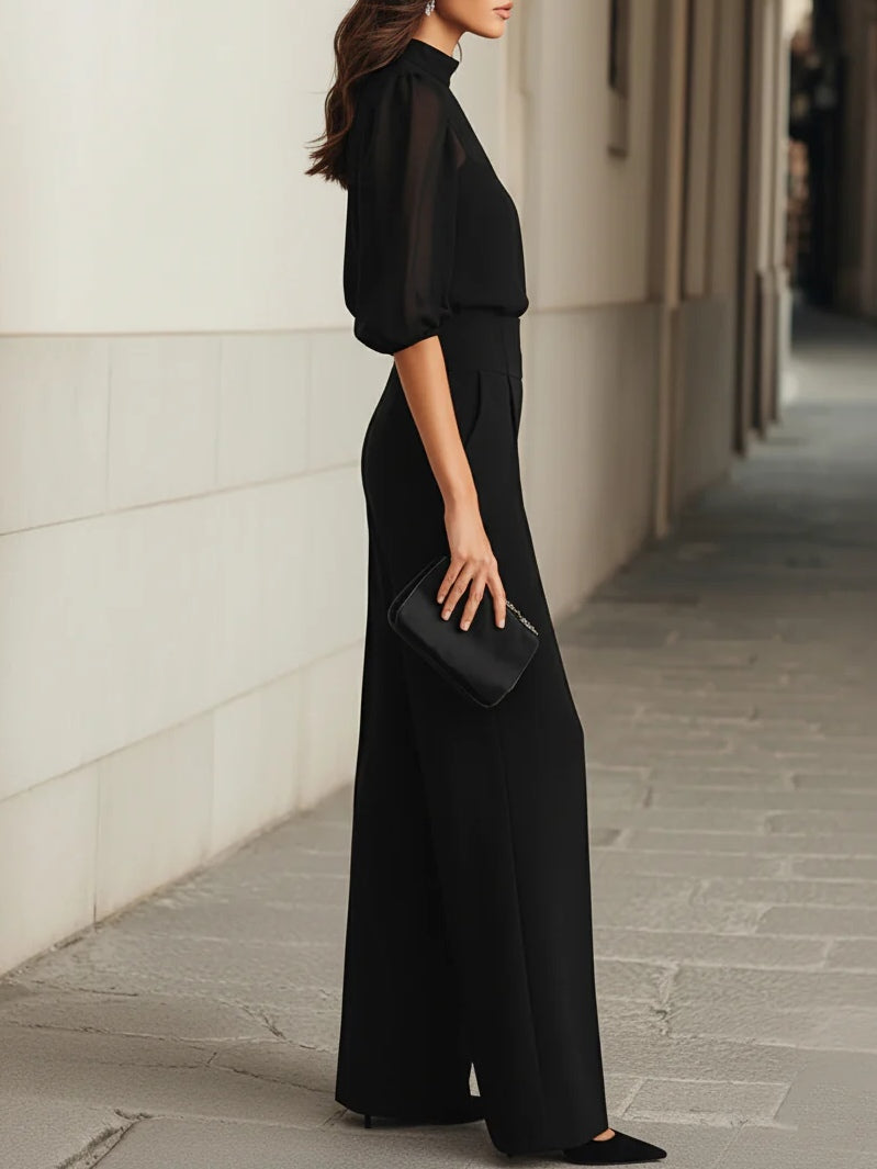 Vittoria | Completo Tre Pezzi in Chiffon con Top e Pantalone Palazzo