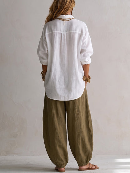 Annalisa | Completo con Camicia Morbida e Pantalone a Palloncino