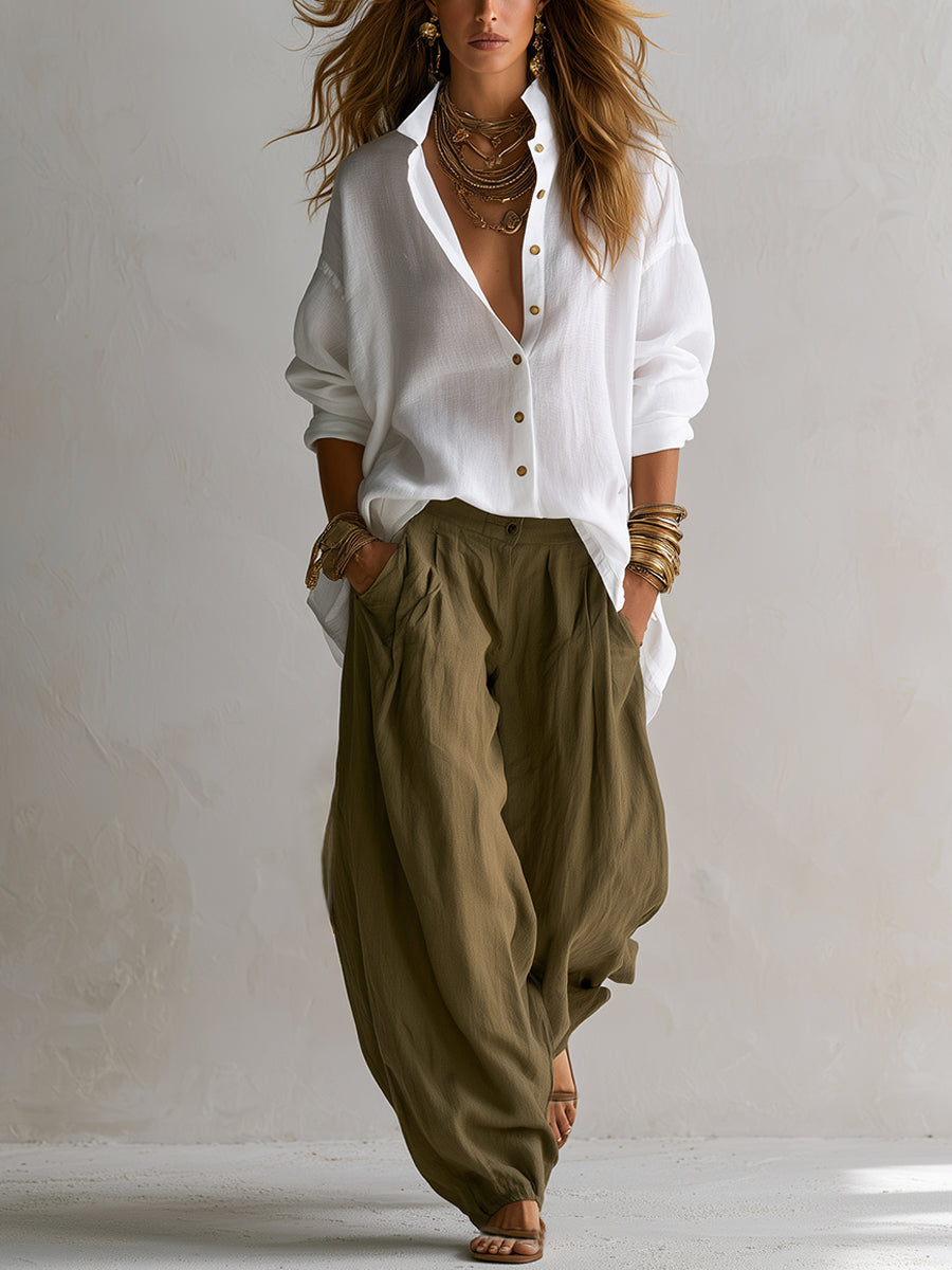 Annalisa | Completo con Camicia Morbida e Pantalone a Palloncino