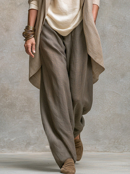 Ludovica | Completo Tre Pezzi Effetto Lino con Pantalone Ampio
