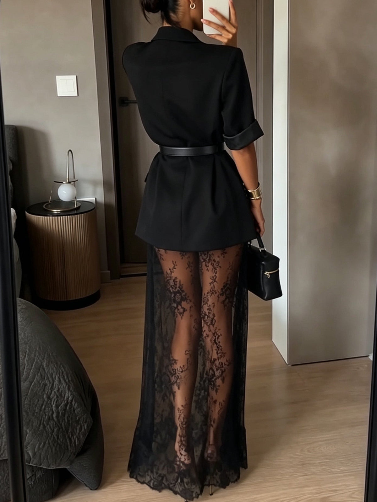 Agata | Set mit Blazer und Maxikleid aus Spitze mit Gürtel