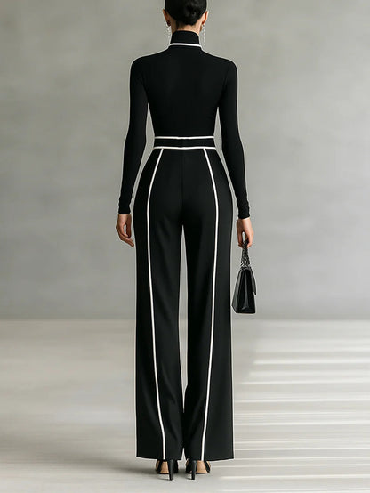 Emma ║ Set Elegante a Due Pezzi con Collo Alto e Pantaloni Ampi