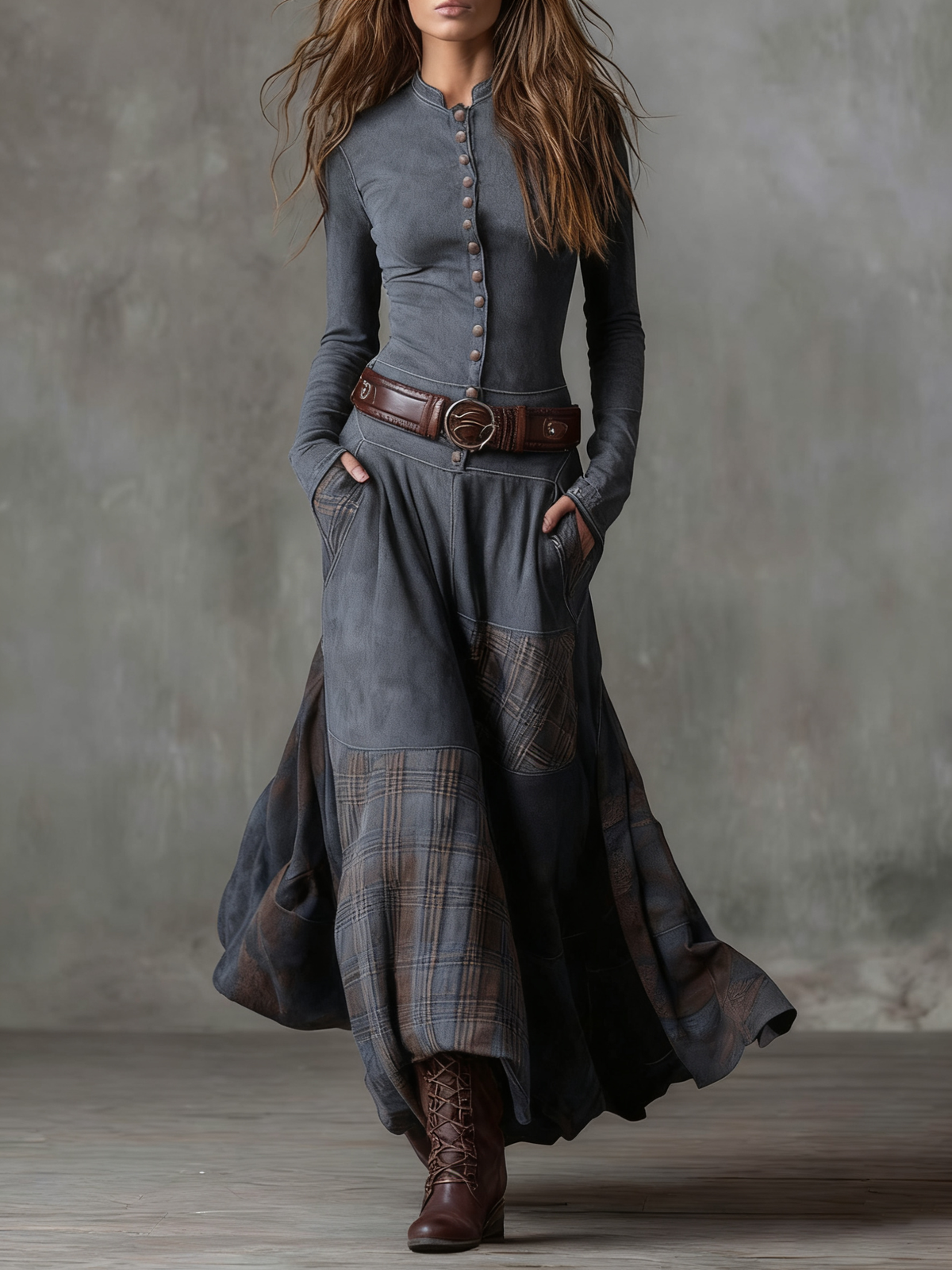 Azucena ║ Maxi Abito in Camoscio con Cintura