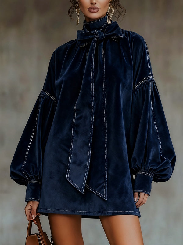 Fosca | Samt-Minikleid mit Schleife am Ausschnitt