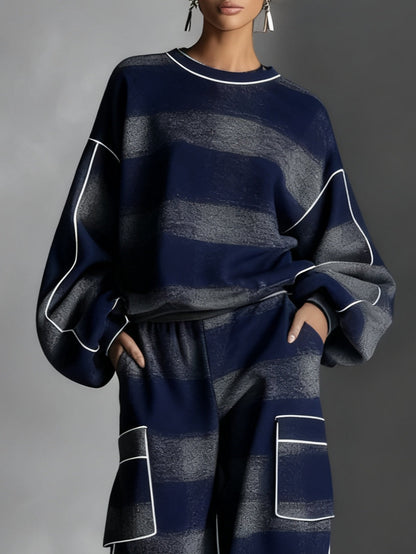 Ginevra | Set mit Sweatshirt und karierter Hose in Blau und Grau
