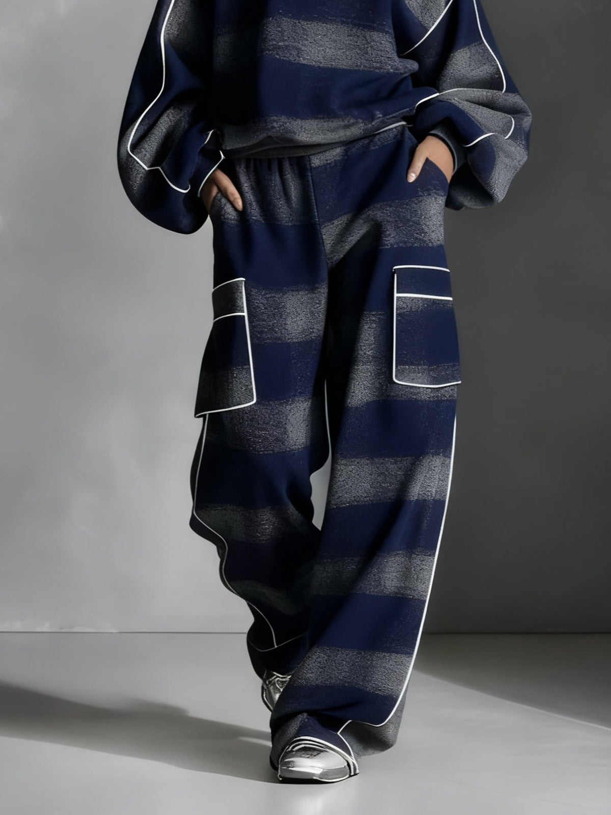 Ginevra | Set mit Sweatshirt und karierter Hose in Blau und Grau
