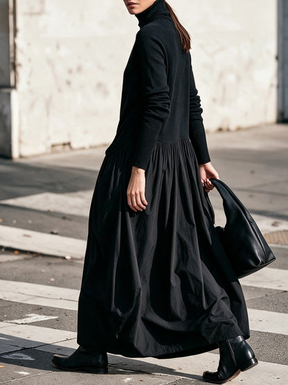 Ilaria | Abito Maxi Oversize a Collo Alto con Tasche