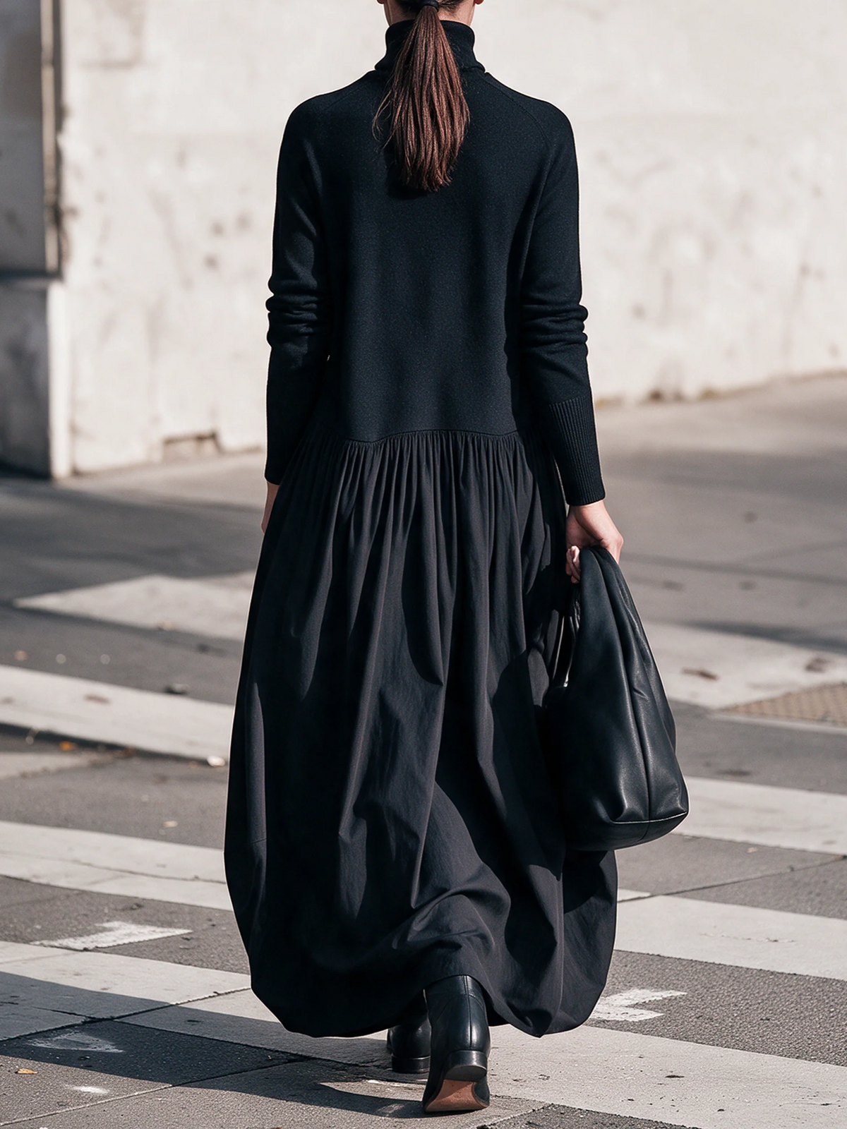 Ilaria | Abito Maxi Oversize a Collo Alto con Tasche