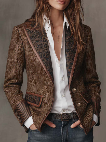 Gisella | Blazer con inserti a stampa spigata