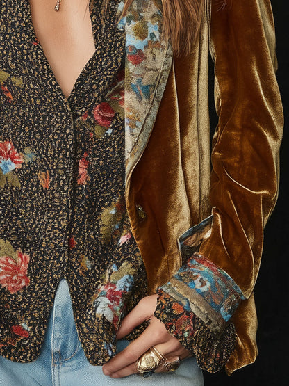 Marcellina | Blazer vintage patchwork con stampa floreale
