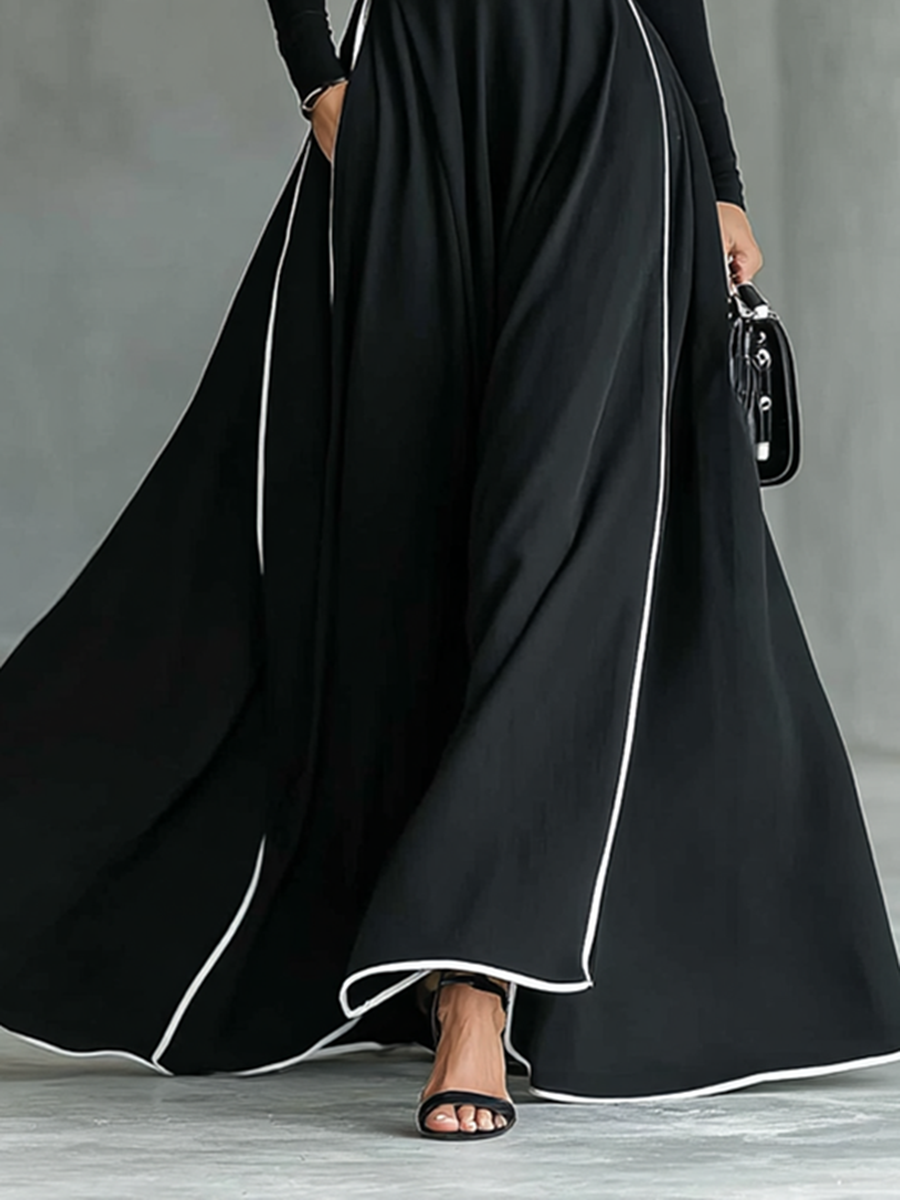 Susanna | Abito Maxi con Profili a Contrasto e Cintura