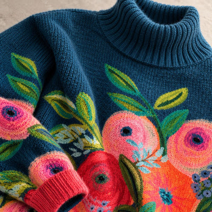 Alice | Maglione Morbido con Collo Alto e Ricamo Floreale