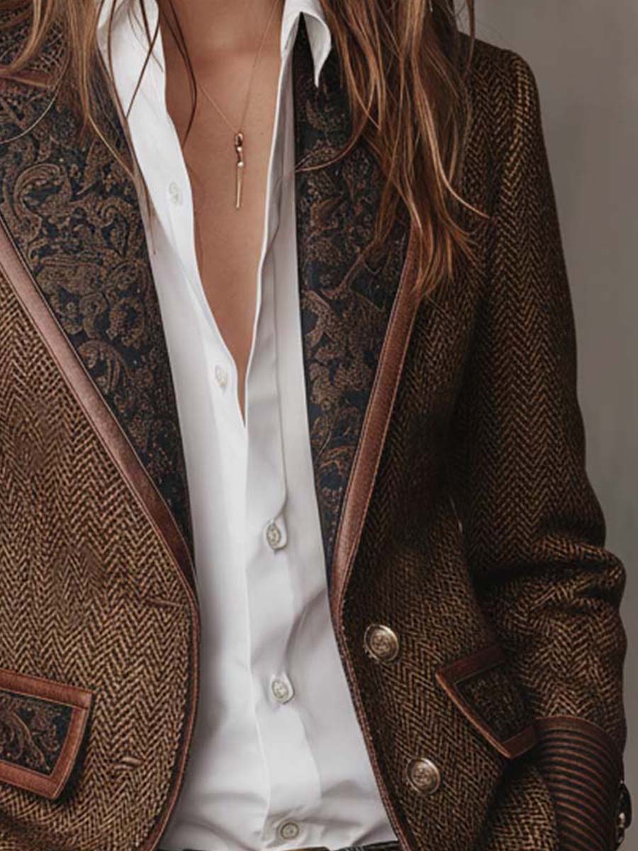 Gisella | Blazer con inserti a stampa spigata