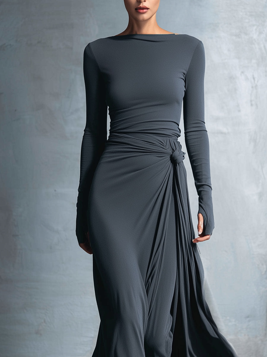 Nella | Abito Maxi con Nodo Laterale