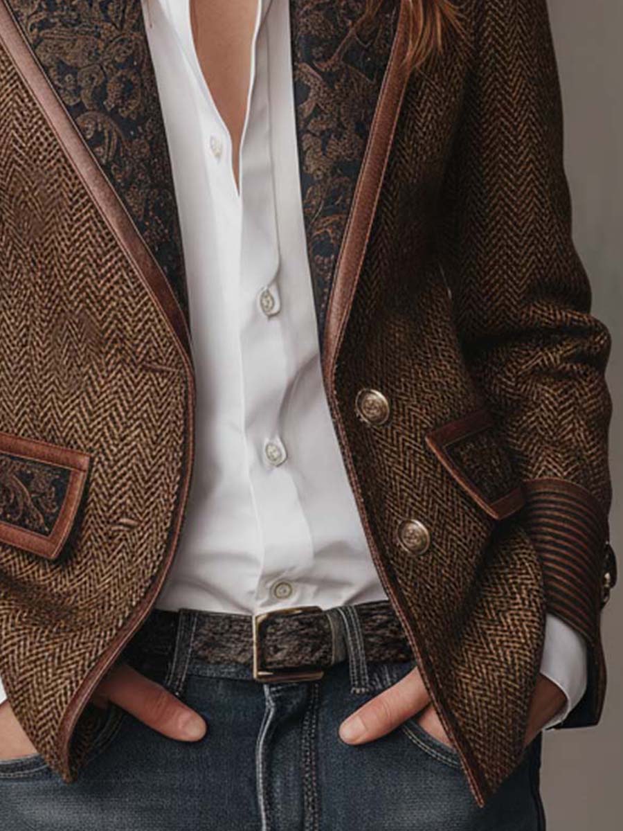 Gisella | Blazer con inserti a stampa spigata