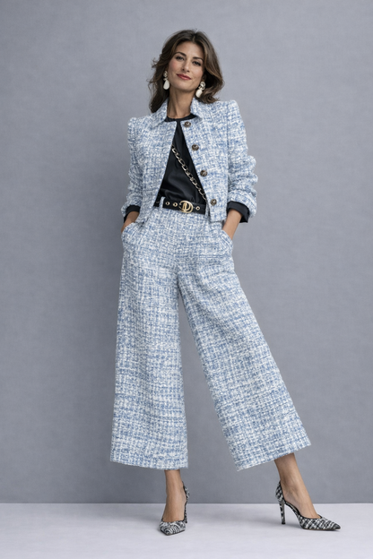 Violetta | Completo Raffinato e Versatile con Giacca Corta e Pantalone Ampio