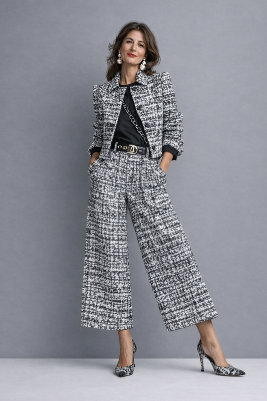 Violetta | Completo Raffinato e Versatile con Giacca Corta e Pantalone Ampio