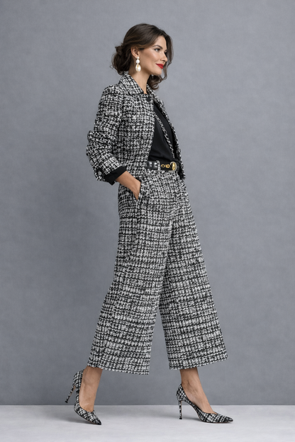 Violetta | Completo Raffinato e Versatile con Giacca Corta e Pantalone Ampio