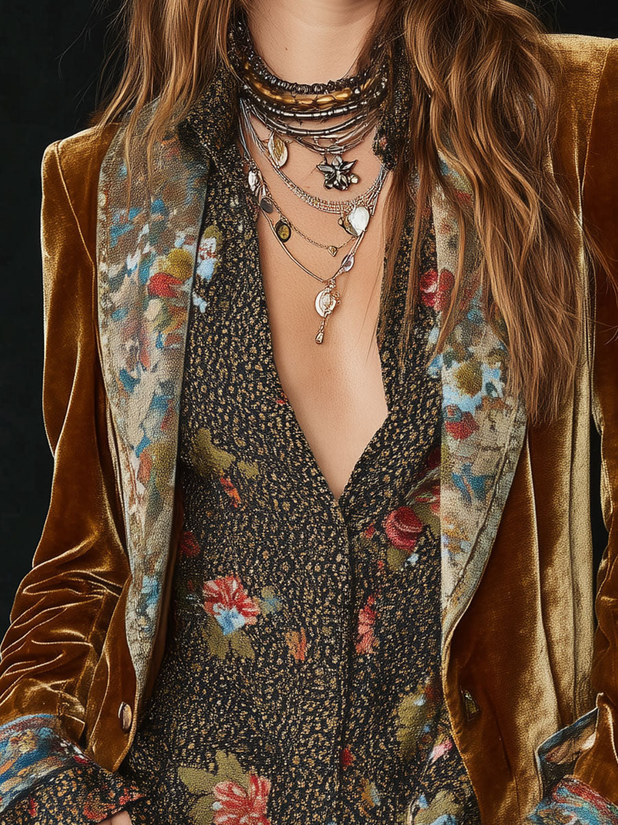 Marcellina | Blazer vintage patchwork con stampa floreale