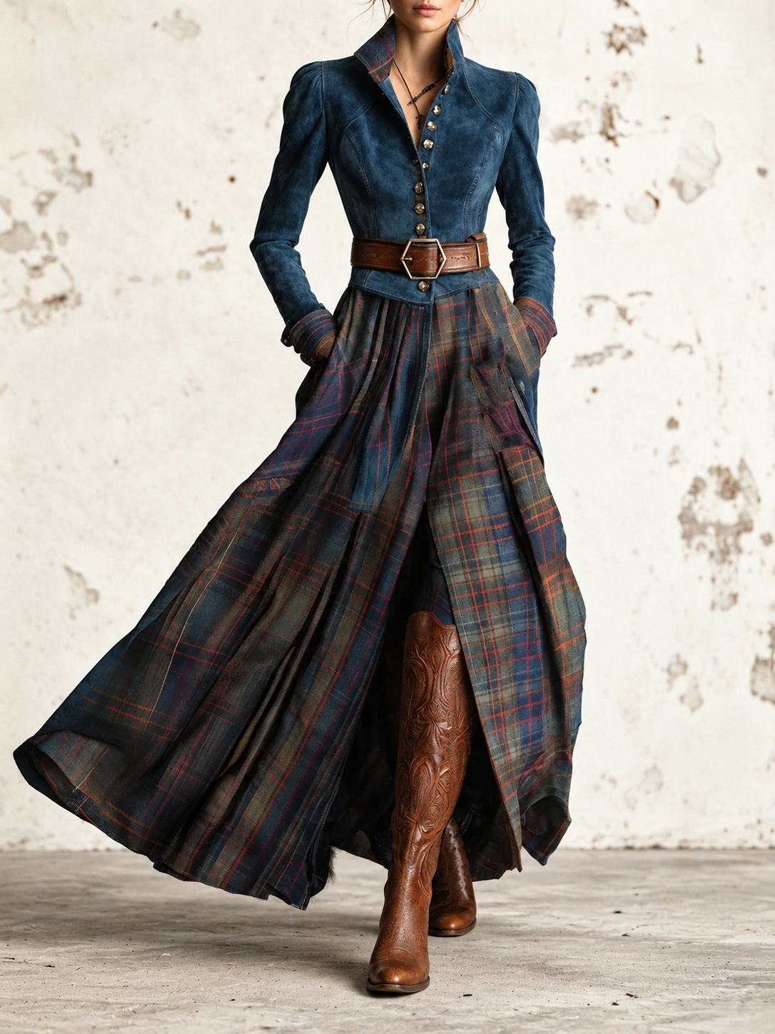 Edurne ║ Maxi Abito in Camoscio Blu