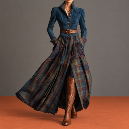 Edurne su sfondo grigio con pavimento terracotta