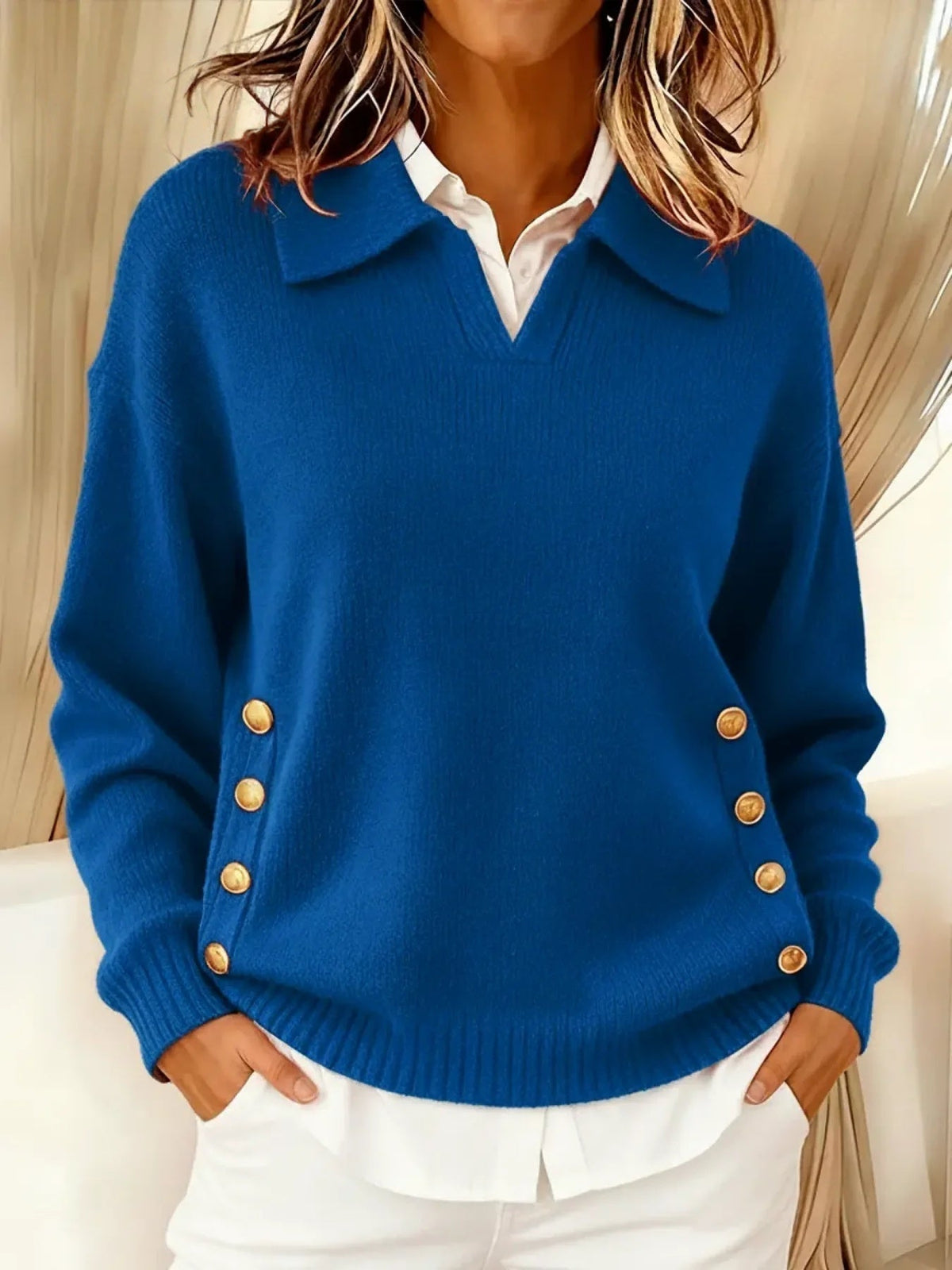Vincenza | Maglione con Collo Polo e Bottoni