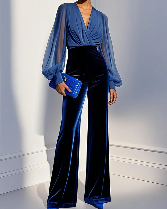 Matilde | Tuta Elegante con Scollo a V, Blu