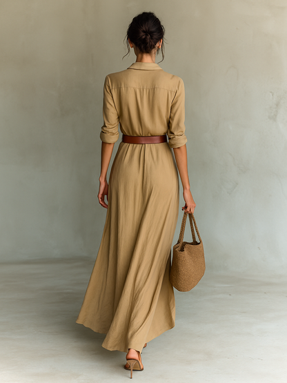 Velia | Abito Lungo Casual con Colletto a Revers