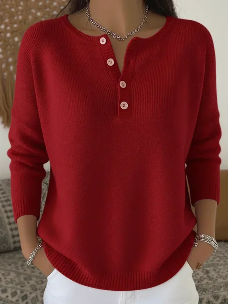Ilenia | Maglione in Maglia con Bottoni Henley