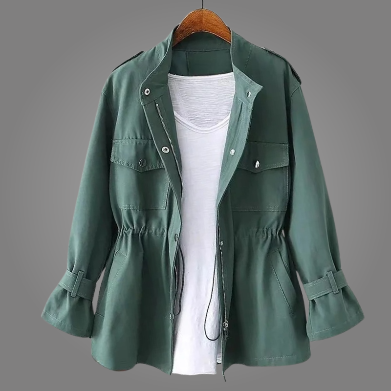 Aurelia | Giacca Utility con Vita a Coulisse e Collo alla Coreana