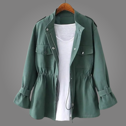 Aurelia | Giacca Utility con Vita a Coulisse e Collo alla Coreana
