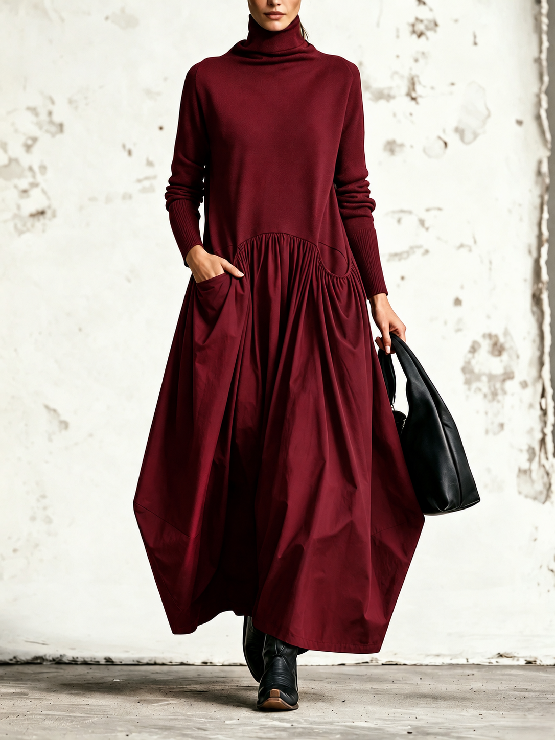 Ilaria — abito maxi Bordeaux