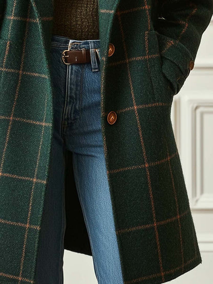 Caterina | Cappotto in Tweed a Quadri con Revers Retrò