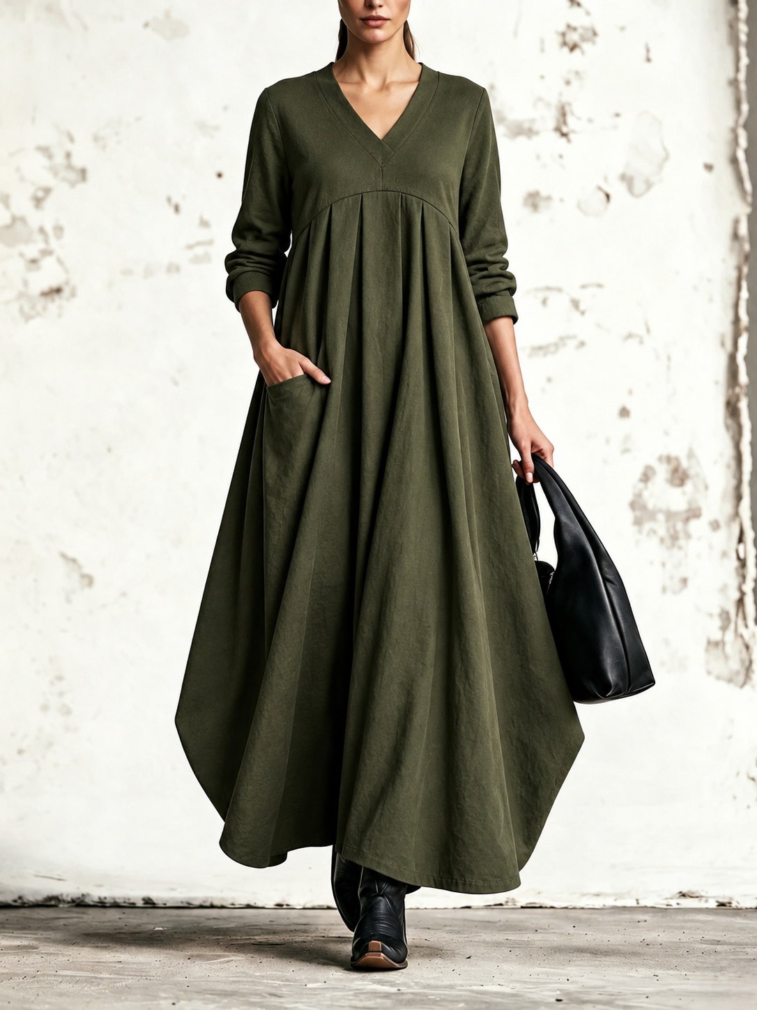 Noemi — abito maxi Verde oliva