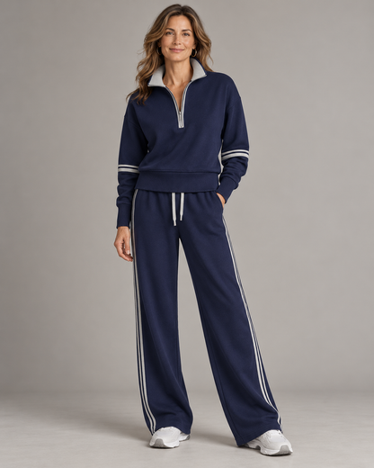Completo con mezza zip — Blu notte e ghiaccio — vista frontale
