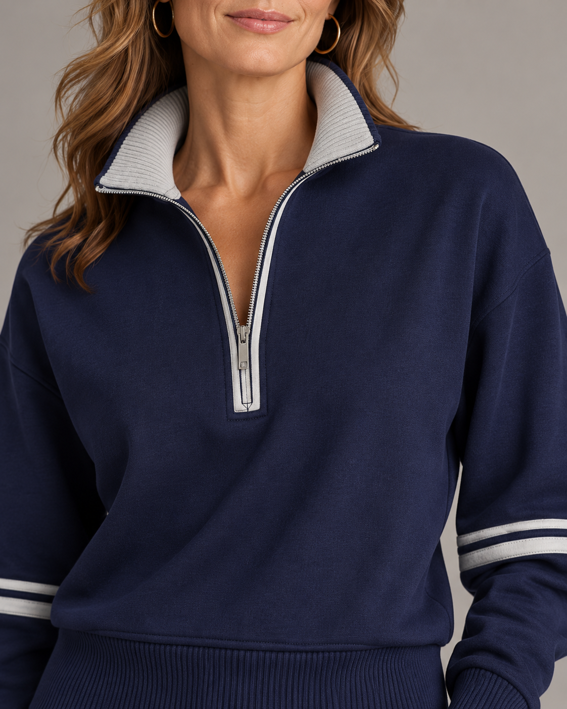Completo con mezza zip — Blu notte e ghiaccio — dettaglio della maglia