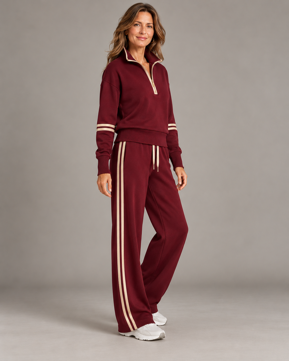 Completo con mezza zip — Bordeaux e champagne — vista di tre quarti