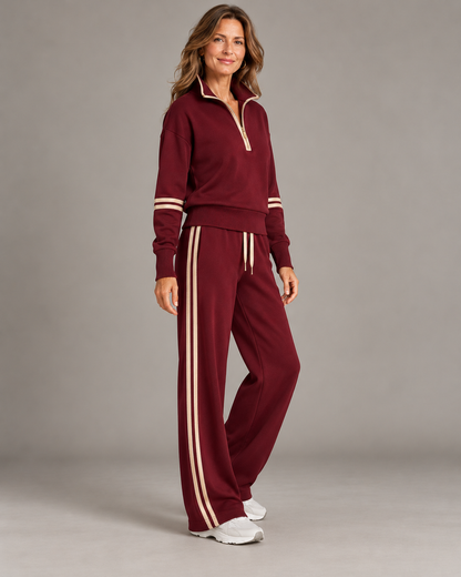Completo con mezza zip — Bordeaux e champagne — vista di tre quarti