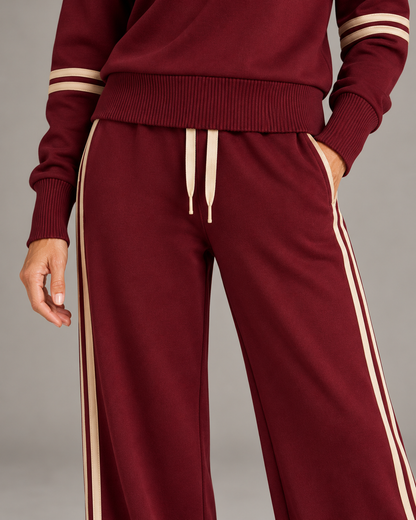 Completo con mezza zip — Bordeaux e champagne — dettaglio dei pantaloni