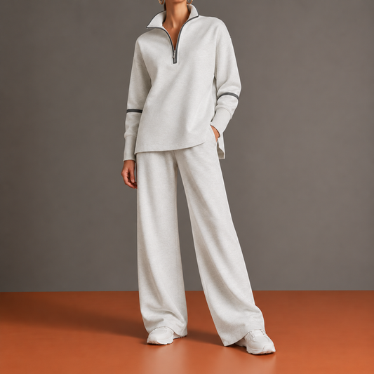 Agnese — completo grigio e bianco, vista frontale.
